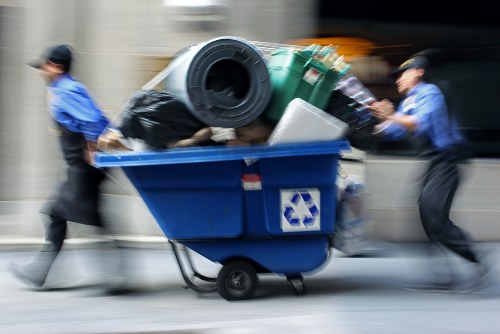 Mixed recycling and composting containers arranged for business collection